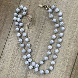 BAUBLEBAR White Marble Beaded Long Necklace | Single Strand Gold 17"